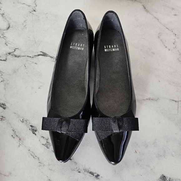 Stuart Weitzman Shoes - Stuart Weitzman Black Jubilee Bow Patent Flats 5.5 New With Box